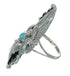 Sterling Silver Turquoise Scalloped Leaf Ring Size 7-3/4 YX89513